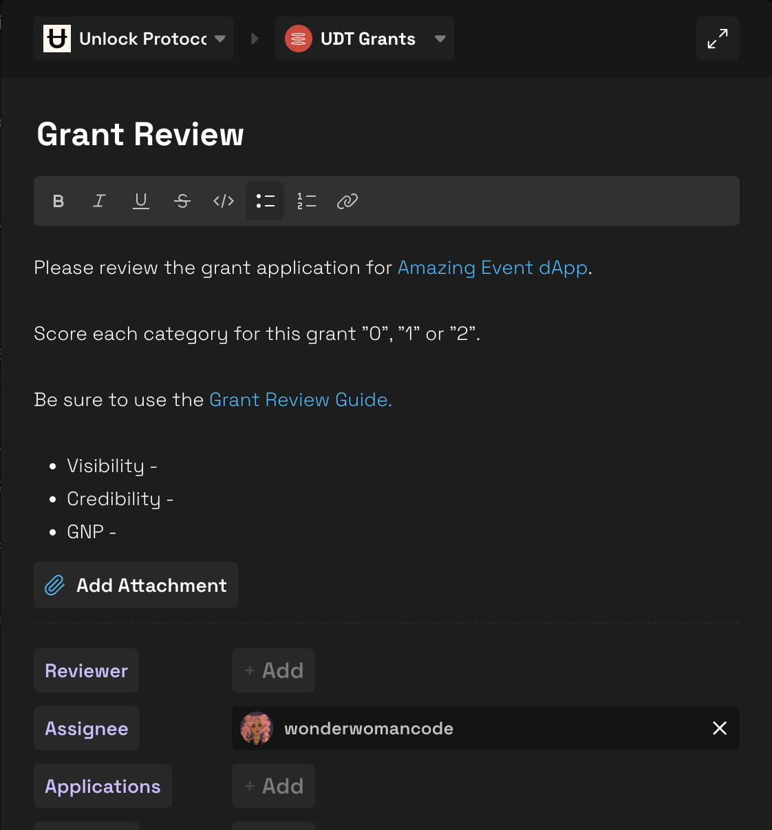 grant review guide wonderverse screenshot